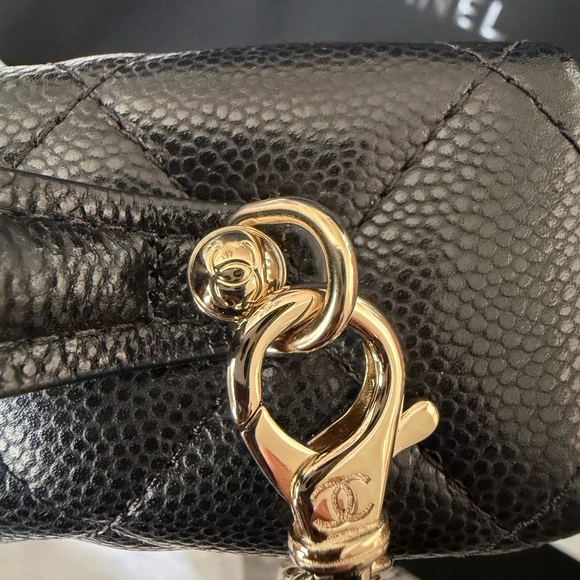 CHANEL Slim Vanity Black Caviar Leather Top-Handle Bag Light Gold Hardware - Picture 5 of 11